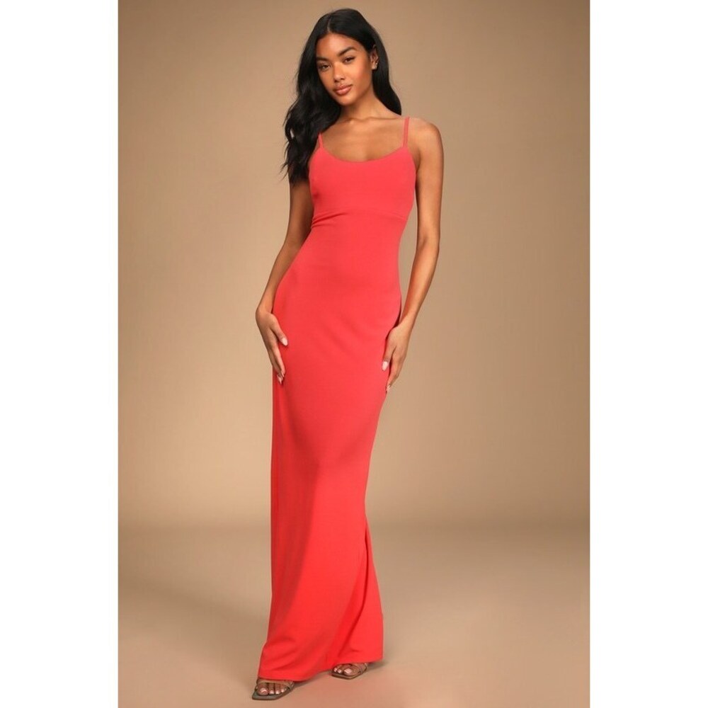 Lulus Boldest Romance Coral Pink Sleeveless Maxi Dress - Size M